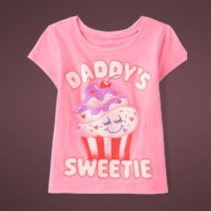 Pink Graphic Tee with Cupcake Design